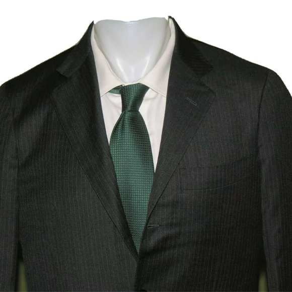 Luciano Barbera Collezione Sartoriale Gray Striped Three Button Suit Jacket 40R